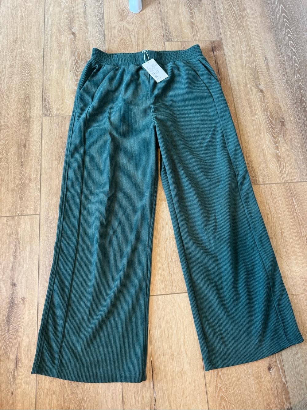 Halara High Waisted Wide Leg Ribbed Lounge Pants Green size Large New with Tags